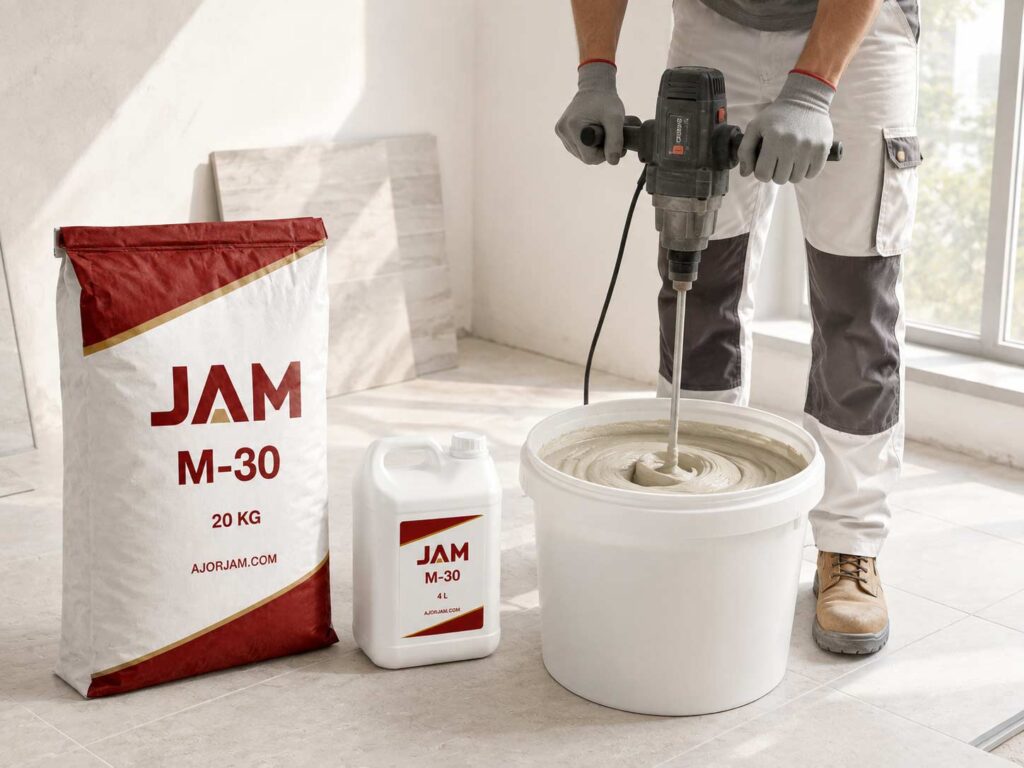 اختلاط چسب دو جزئی کاشی و سرامیک جم M-30